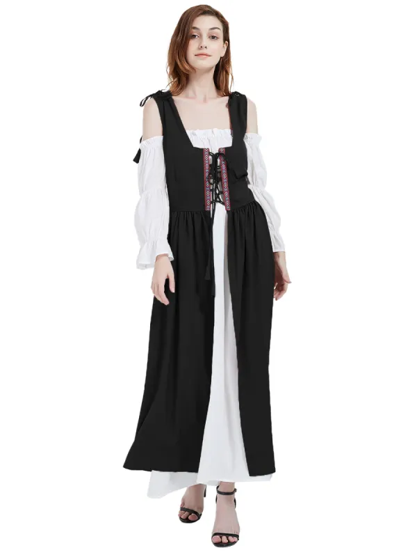 Anna-Kaci Women's Vintage Renaissance Laced-Up Medieval Irish Dress Set sold by Anna-Kaci