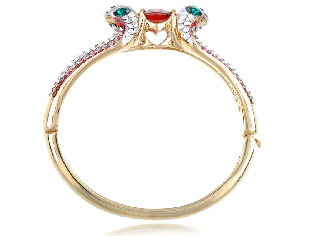 Double Cobra Snake Ruby Red Round Cuff Bracelet sold by Anna-Kaci