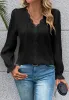 Crochet Lace Trim Textured Blouse sold by Anna-Kaci