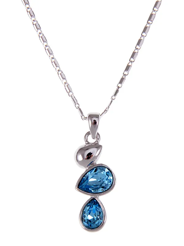 Swarovski Crystal Aquamarine Sky Blue Teardrop Water Bridesmaid March Births Necklace sold by Anna-Kaci