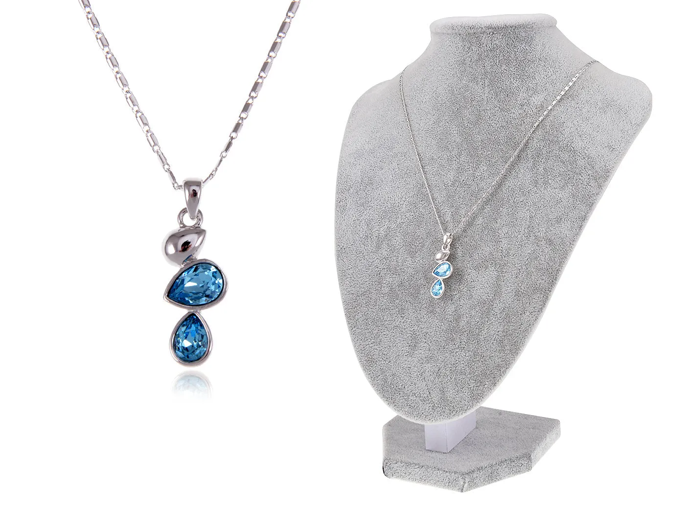 Swarovski Crystal Aquamarine Sky Blue Teardrop Water Bridesmaid March Births Necklace sold by Anna-Kaci product image thumbnail 5