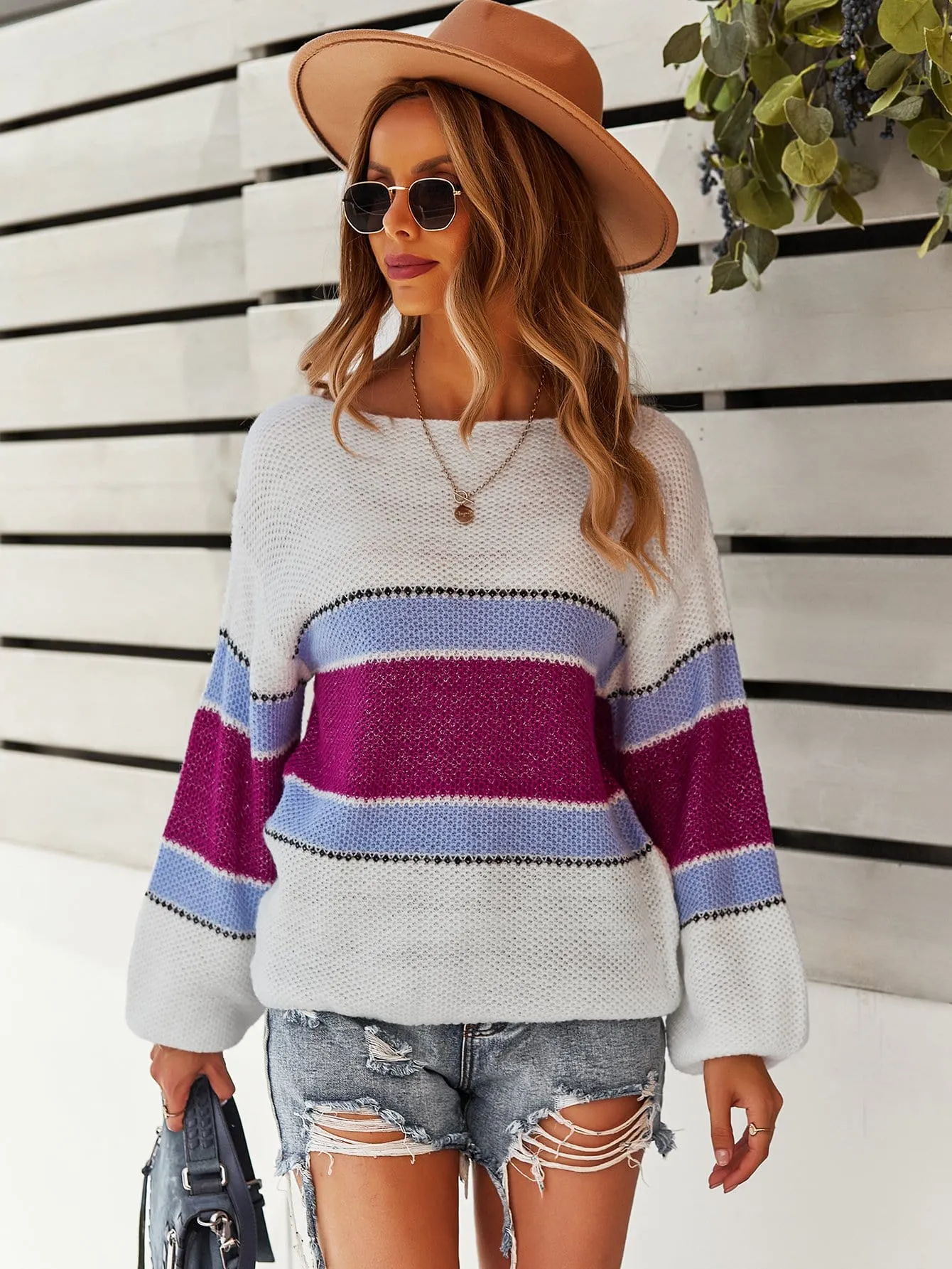 Boat Neck Striped Sweater sold by Anna-Kaci product image thumbnail 2