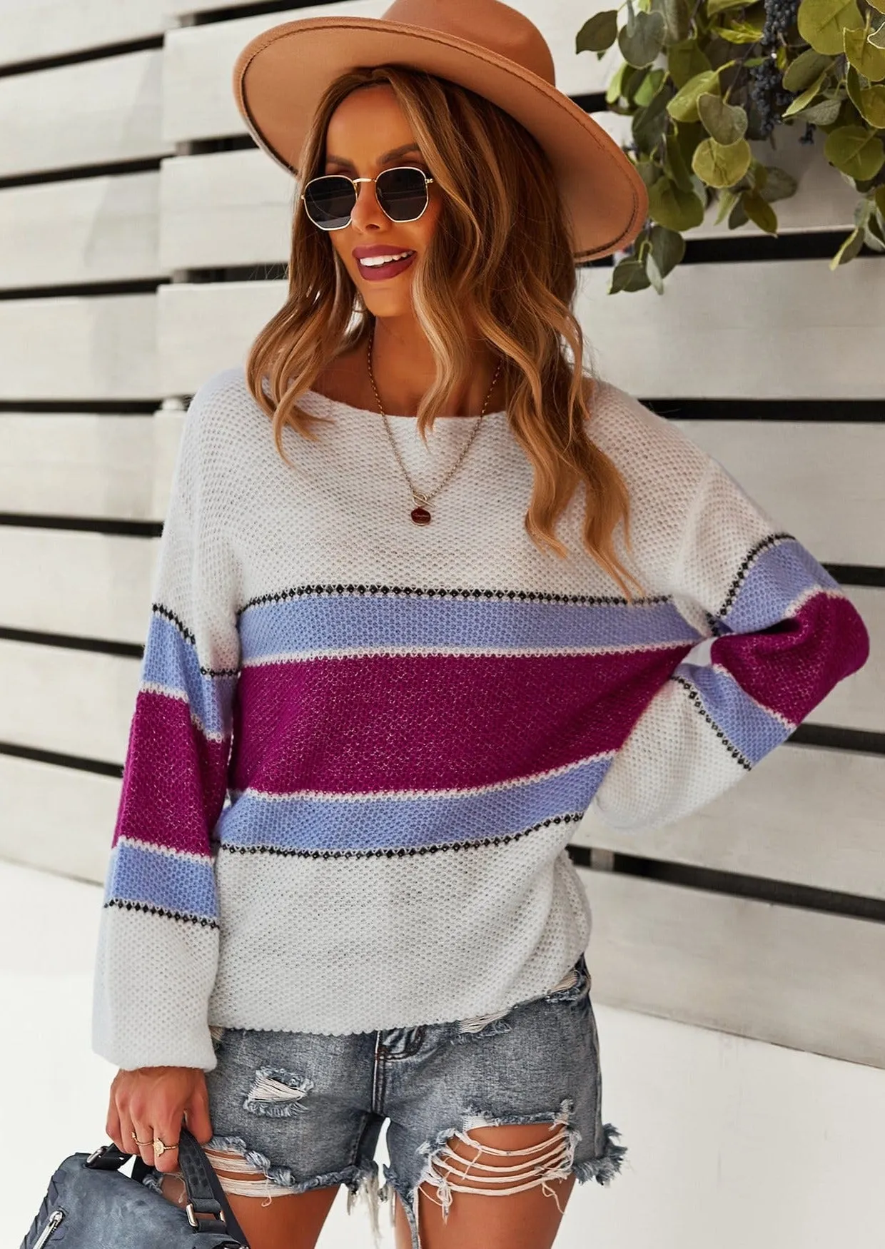 Boat Neck Striped Sweater sold by Anna-Kaci product image thumbnail 3