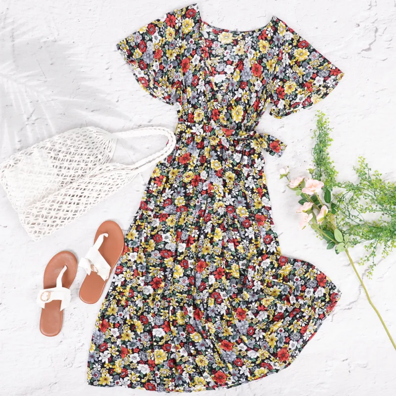 Flower Field Wrapped Summer Dress sold by Anna-Kaci