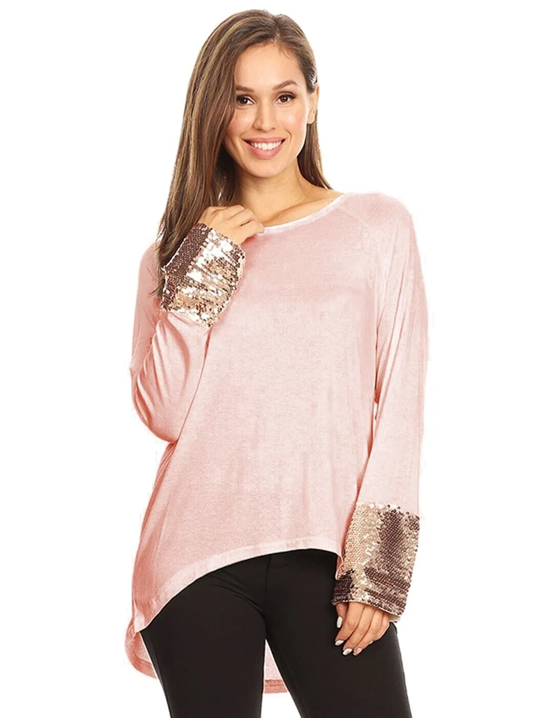 Sequin Sparkle Long Sleeve Cuff Top sold by Anna-Kaci product image thumbnail 2