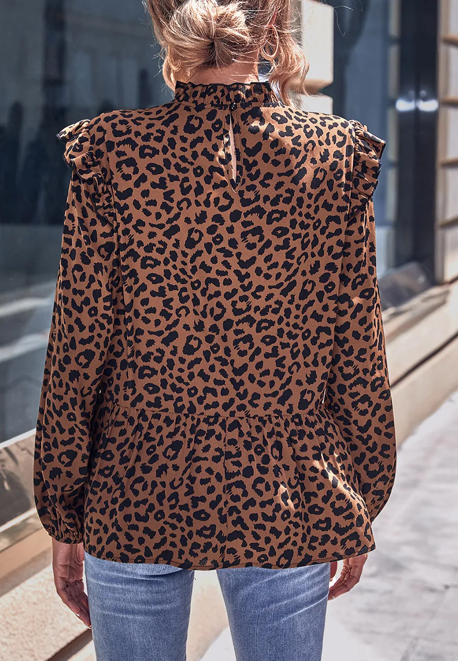 Leopard Print Peplum Hem Blouse sold by Anna-Kaci product image thumbnail 5