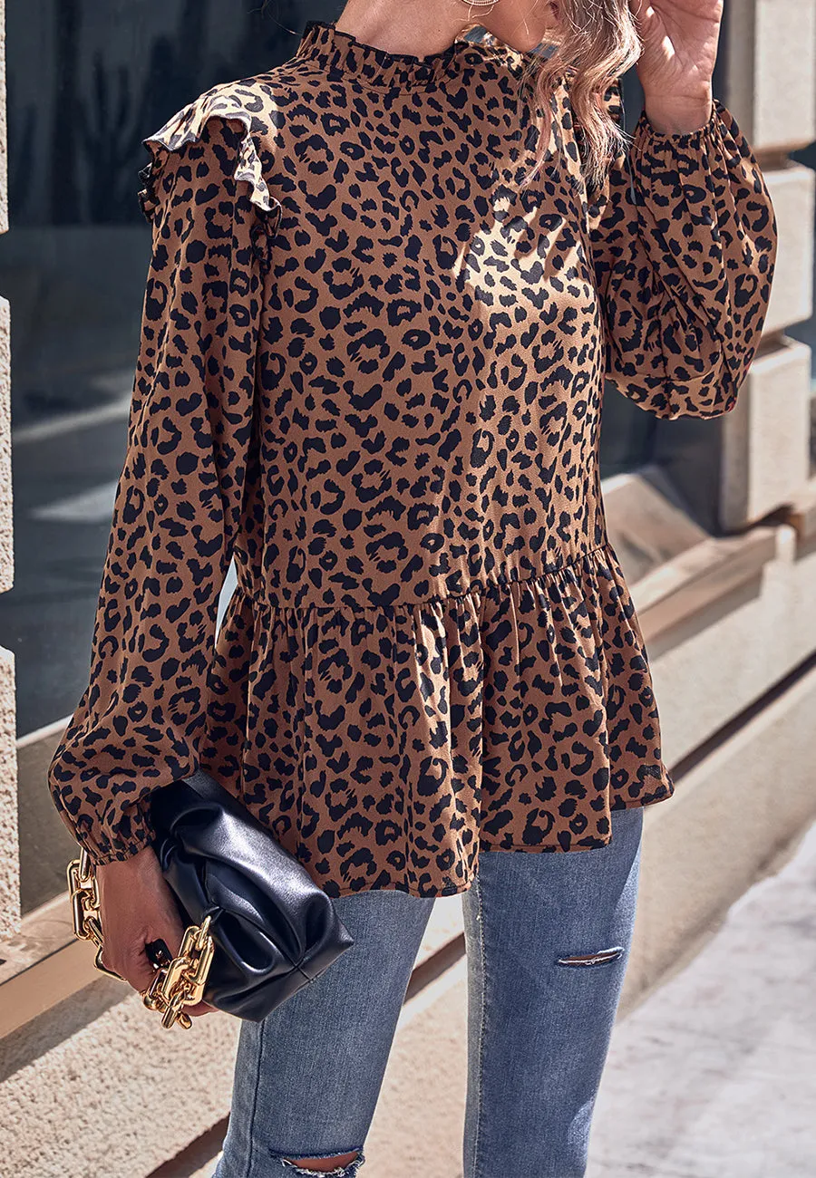Leopard Print Peplum Hem Blouse sold by Anna-Kaci product image thumbnail 2