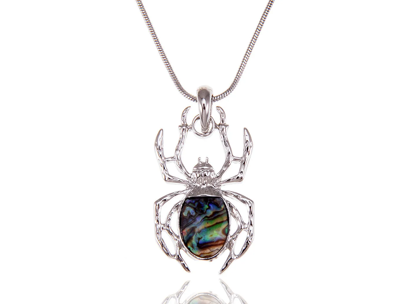 Natural Sea Colored Enamel Spider Insect Pendant Necklace sold by Anna-Kaci