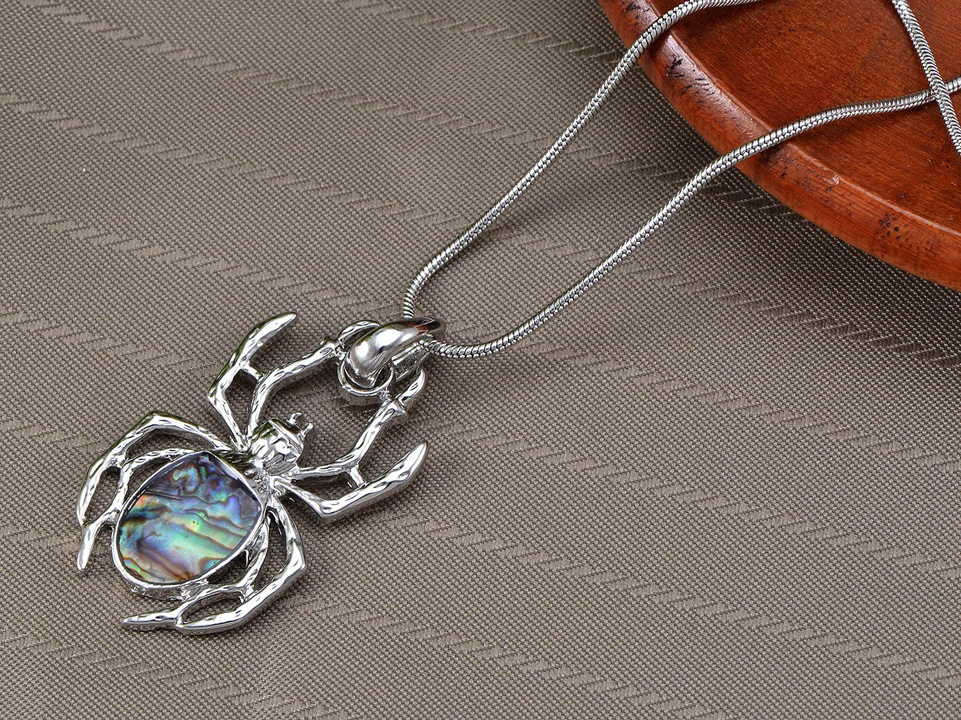 Natural Sea Colored Enamel Spider Insect Pendant Necklace sold by Anna-Kaci product image thumbnail 2
