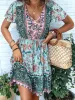 Bohemian Style V-Neck Mini Dress sold by Anna-Kaci