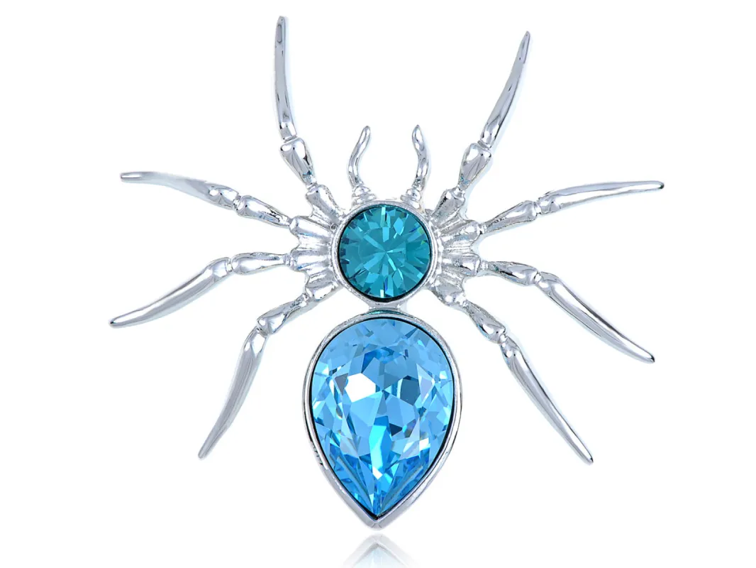 Swarovski Crystal Blue Spider Jewelry Brooch Pin sold by Anna-Kaci