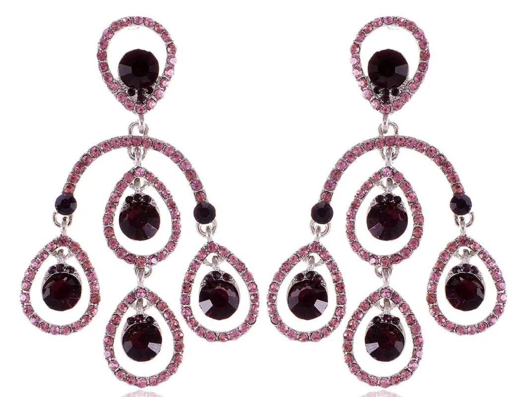 Element Silver Purple Chandelier Peacock Dangle Earrings sold by Anna-Kaci