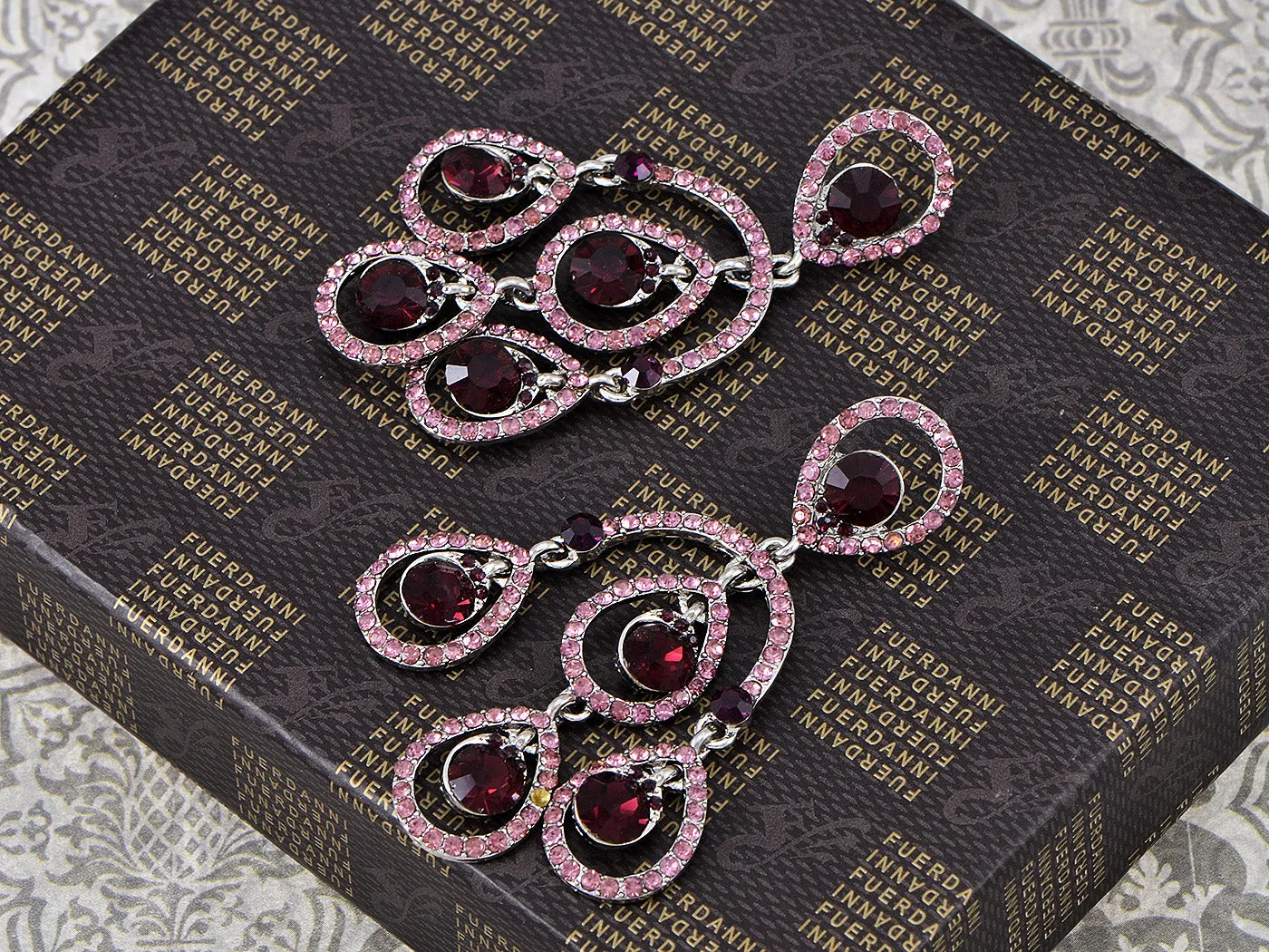 Element Silver Purple Chandelier Peacock Dangle Earrings sold by Anna-Kaci product image thumbnail 2