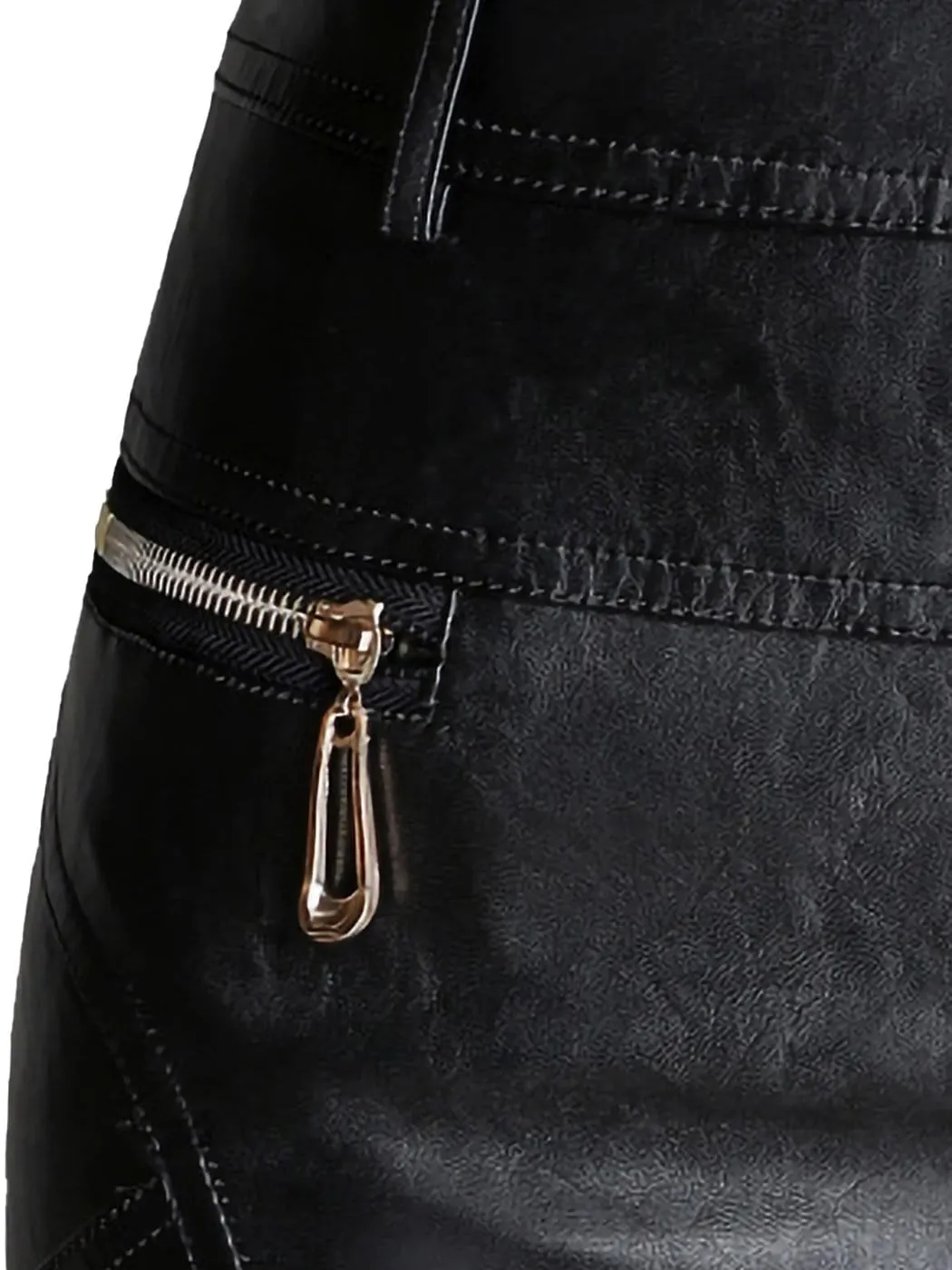 Faux Leather Black Pencil Skirt sold by Anna-Kaci product image thumbnail 5