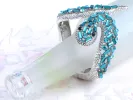 Aquamarine Blue Zircon Cobra Snake Cuff Bracelet sold by Anna-Kaci