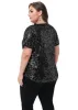 Anna-Kaci Womens Sequin Tops Plus Size Round Neck Sparkle Glitter Short Sleeve Party Tunic Blouse sold by Anna-Kaci