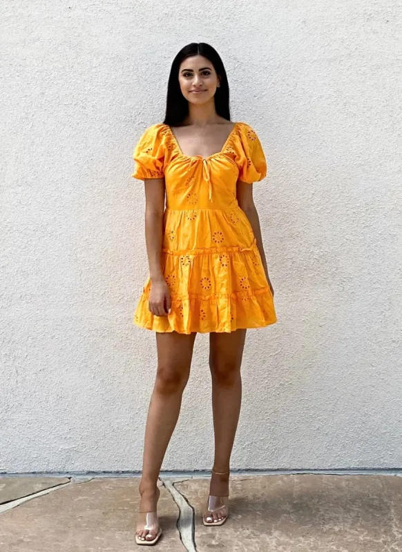 Summer Puff Sleeve Open Back Mini Dress sold by Anna-Kaci