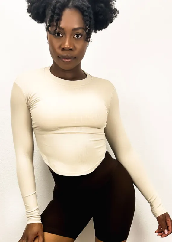 Slim Fit Long Sleeve Contouring Top sold by Anna-Kaci