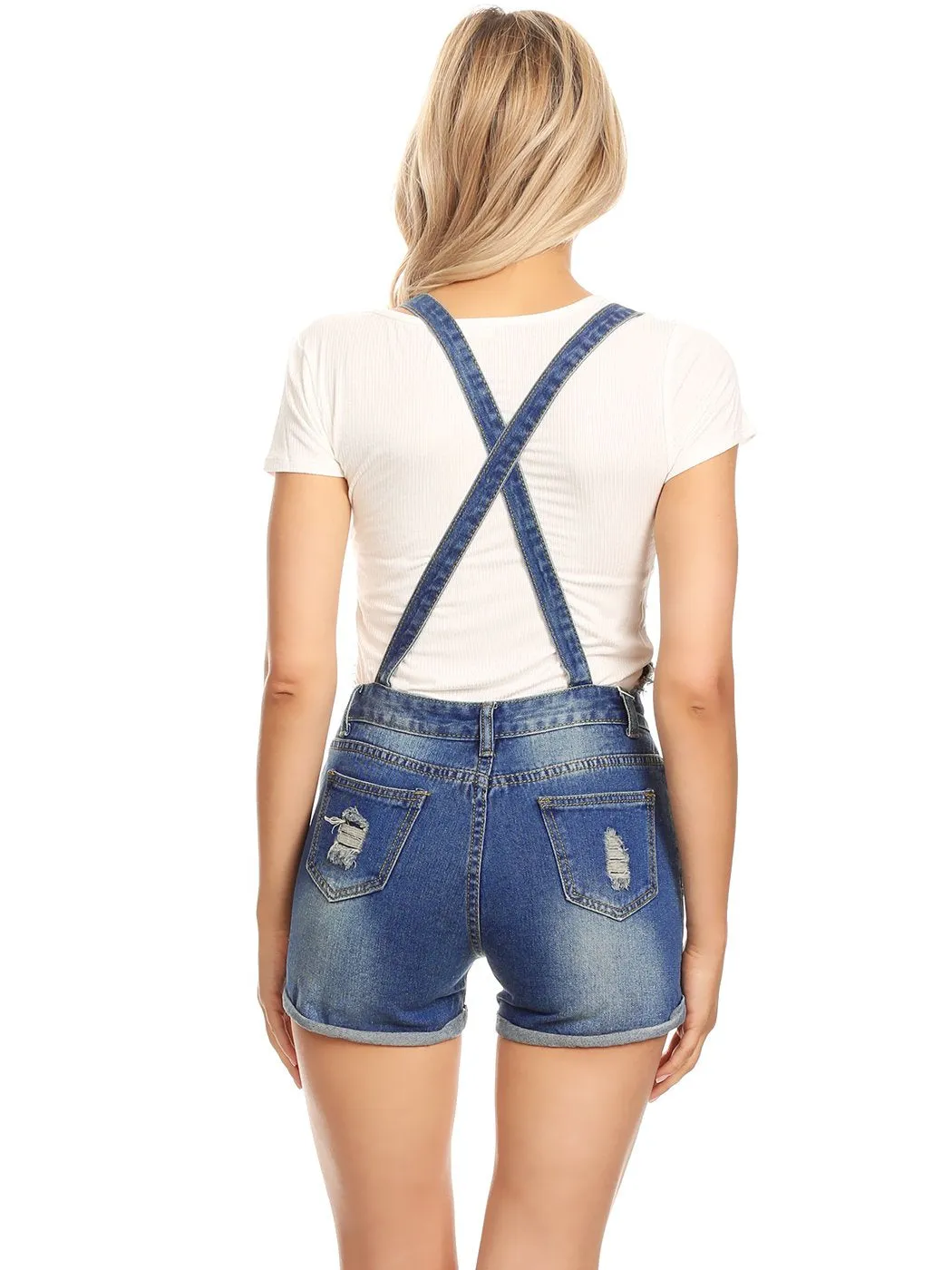 Distressed Denim Short Overalls sold by Anna-Kaci product image thumbnail 3
