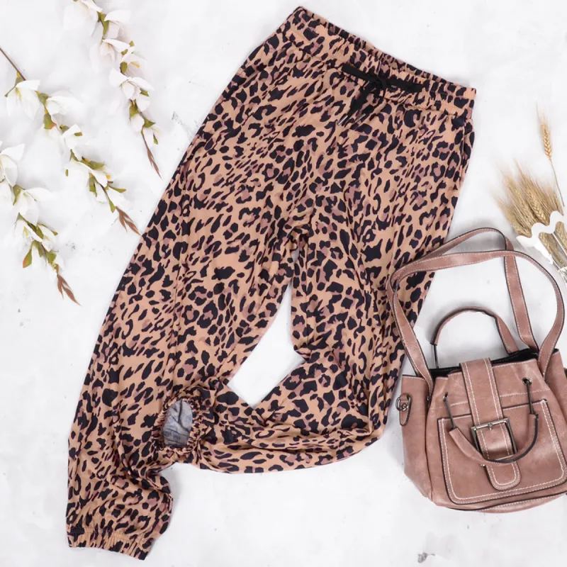 Leopard Print Drawstring Lux Pants sold by Anna-Kaci