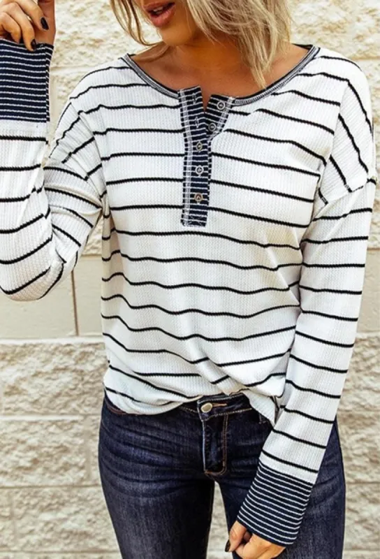 Stripped Spring Henley sold by Anna-Kaci