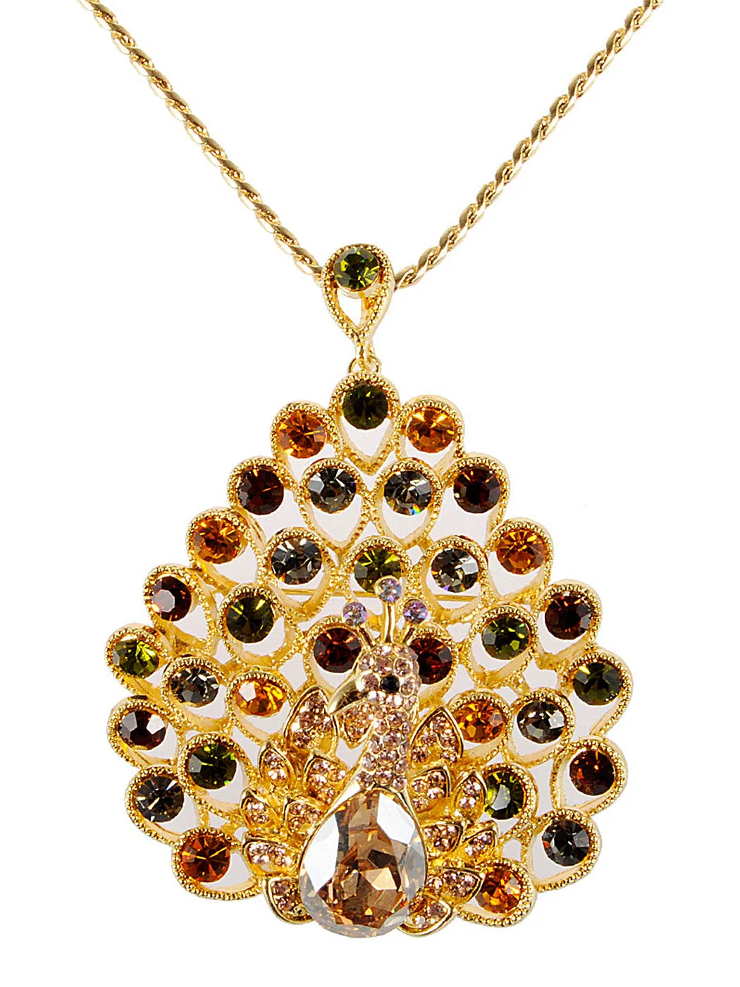 Swarovski Crystal Elements Multicolored Peacock Bird Necklace sold by Anna-Kaci