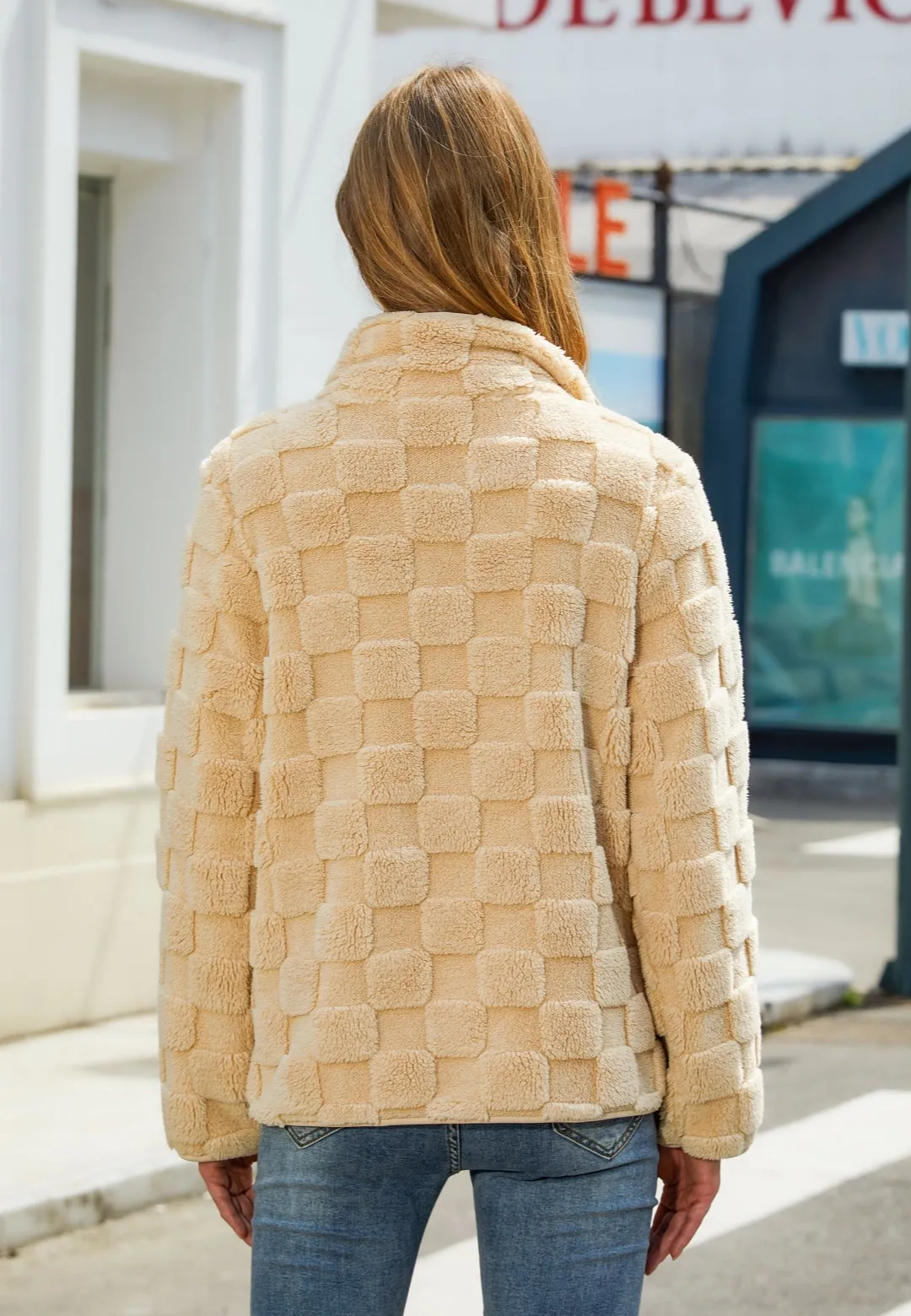 Checkered Pattern Fuzzy Jacket sold by Anna-Kaci product image thumbnail 2