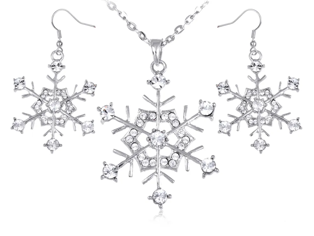 Hines Winter Snowflake Holiday Fun Necklace Vtg Earring Set sold by Anna-Kaci