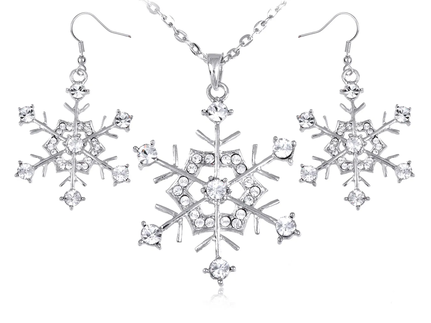 Hines Winter Snowflake Holiday Fun Necklace Vtg Earring Set sold by Anna-Kaci