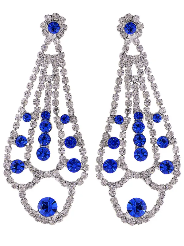 Swarovski Crystal Shine Blue Element Floral Dangle Drop Earrings made by Anna-Kaci