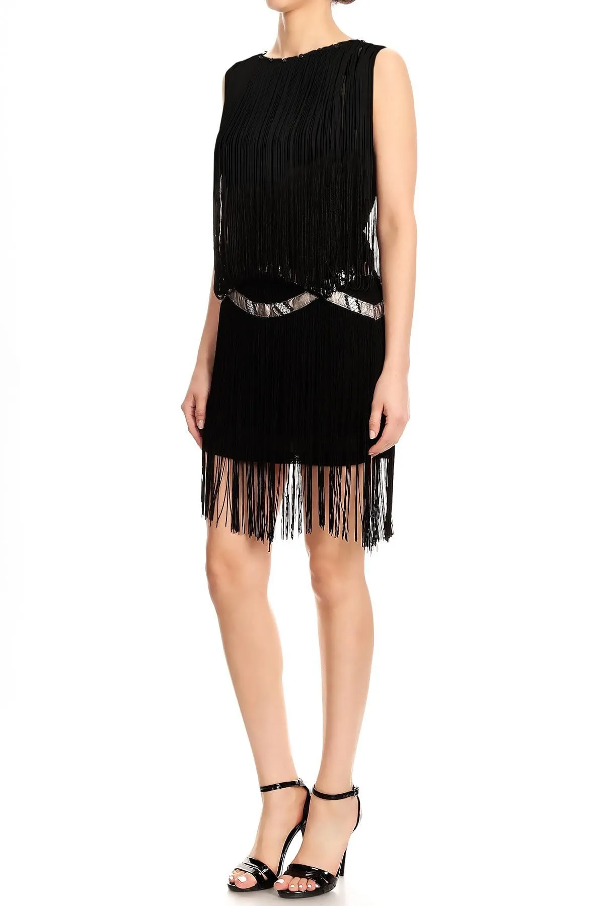 Fringe Trim Tassel Bedazzled Dress sold by Anna-Kaci product image thumbnail 3