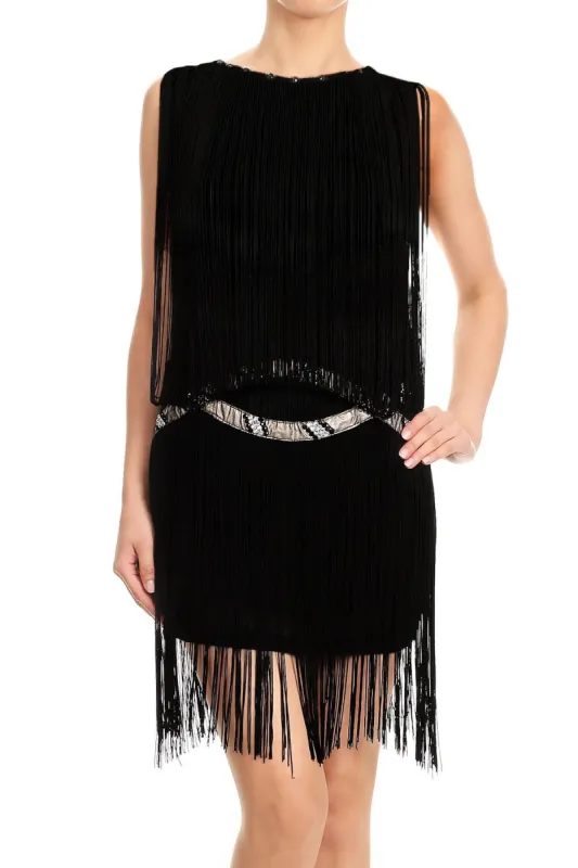 Fringe Trim Tassel Bedazzled Dress sold by Anna-Kaci