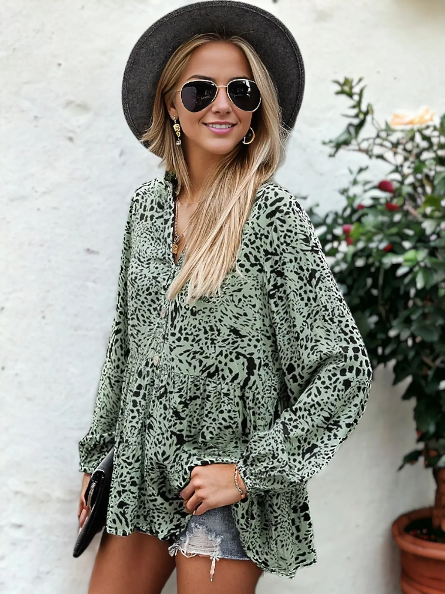 Summer Print Button Blouse sold by Anna-Kaci product image thumbnail 4