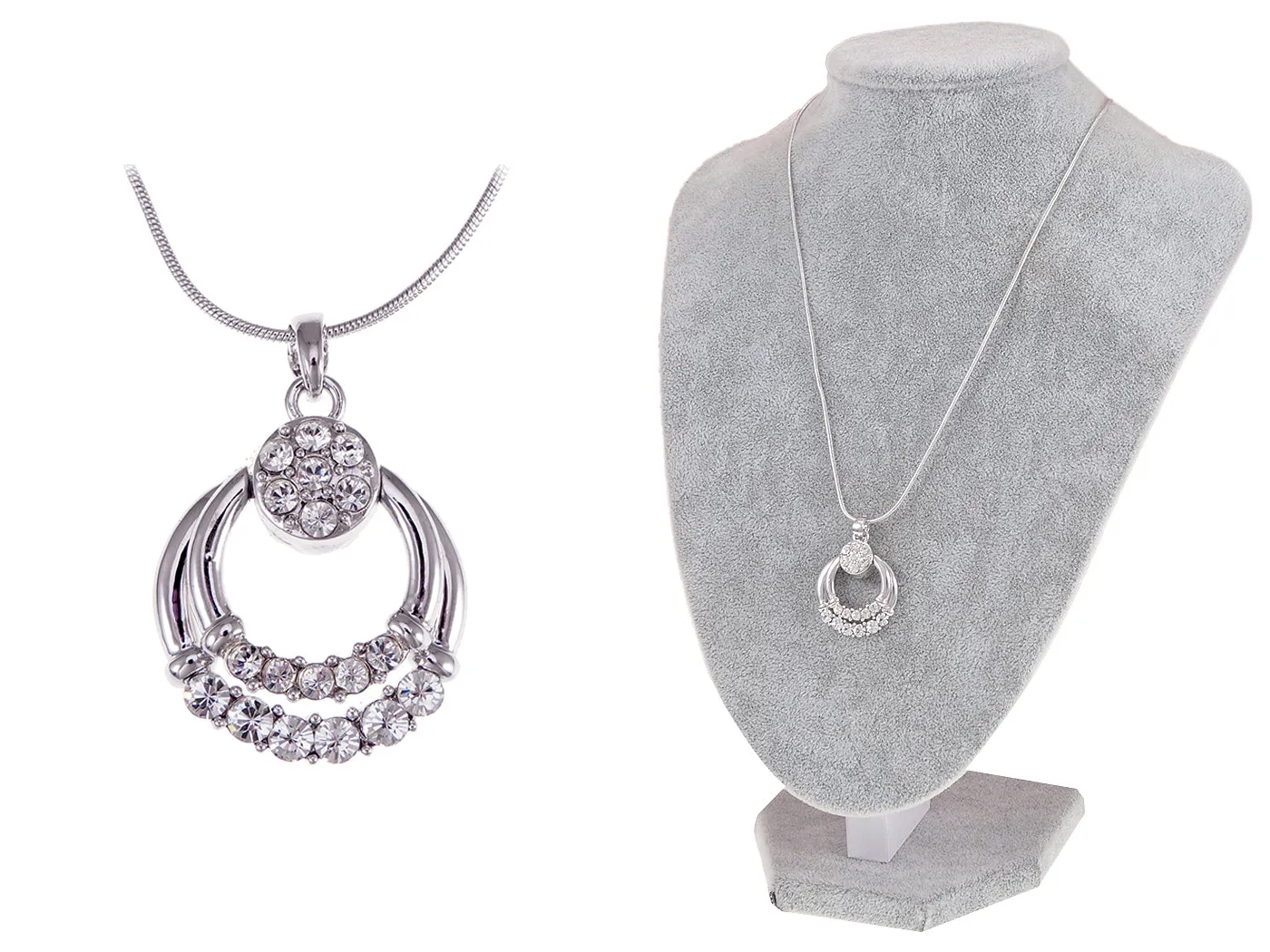 Swarovski Crystal Silver Elements Husk Hoop Essence Necklace sold by Anna-Kaci product image thumbnail 5