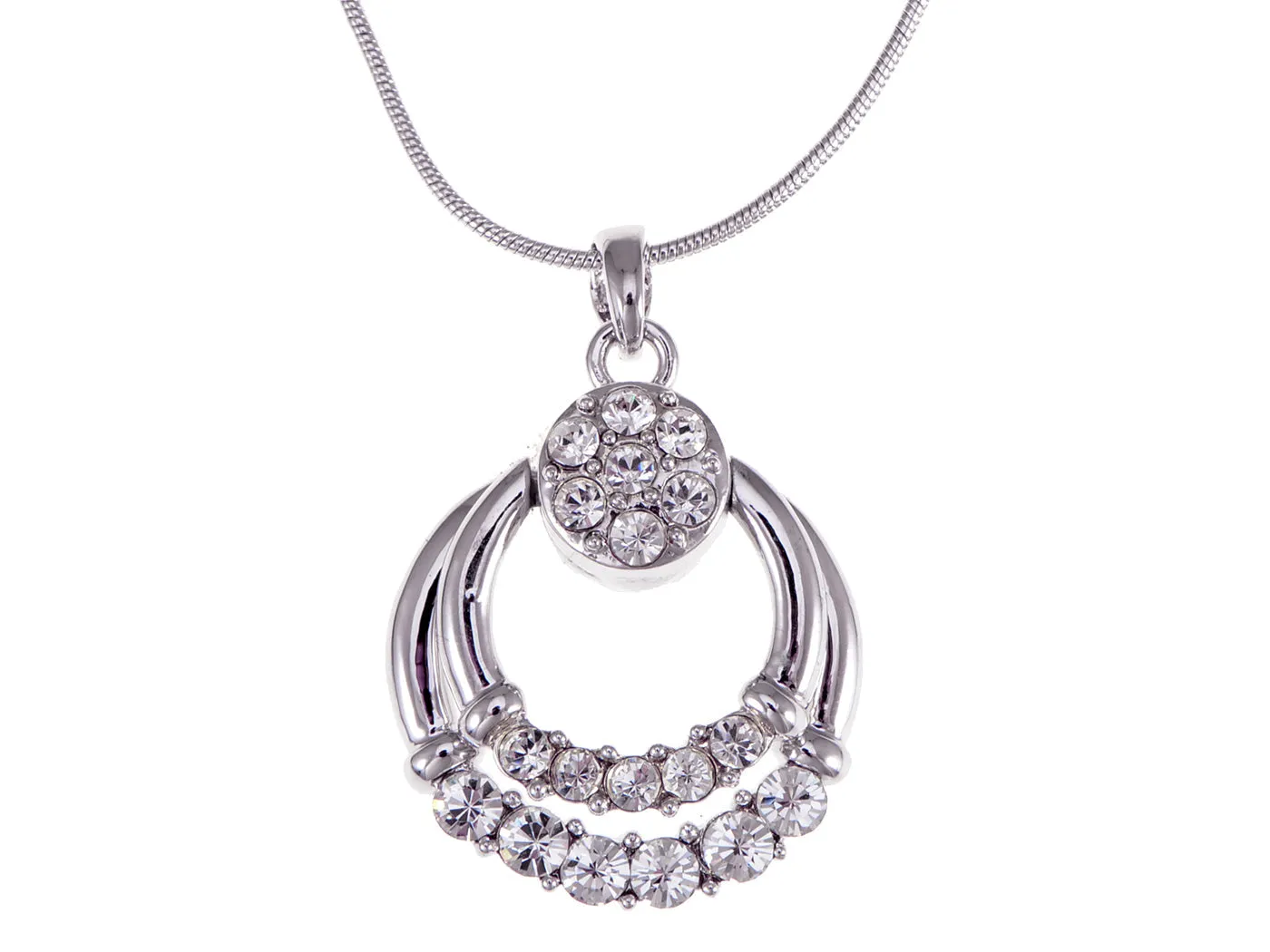 Swarovski Crystal Silver Elements Husk Hoop Essence Necklace sold by Anna-Kaci