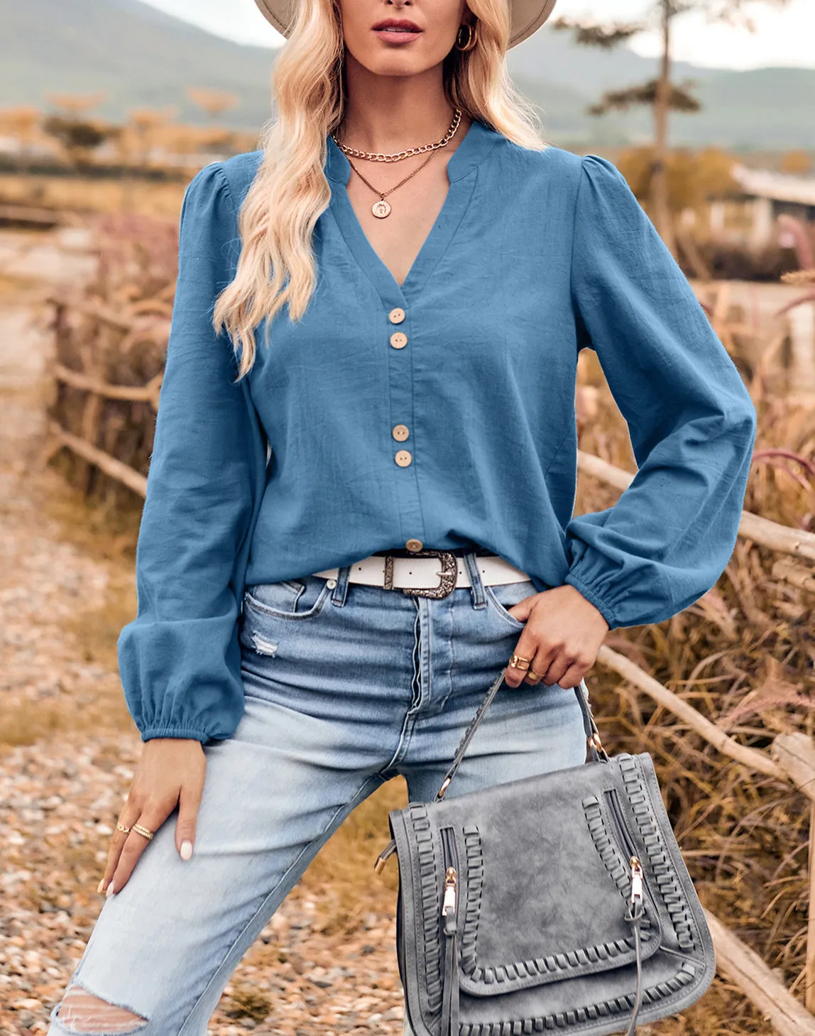 Double Button Detail Blouse sold by Anna-Kaci product image thumbnail 2