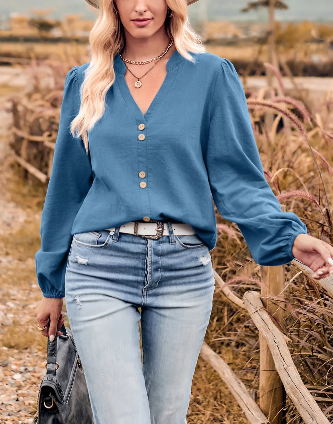 Double Button Detail Blouse sold by Anna-Kaci product image thumbnail 4