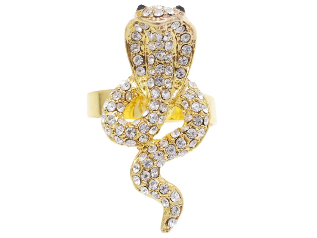 Hissing Cobra Snake Jet Black Ring sold by Anna-Kaci