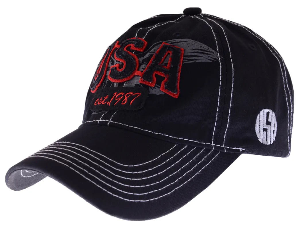 Anna-Kaci American USA Embroidered Washed Cotton Baseball Cap Polo Style sold by Anna-Kaci