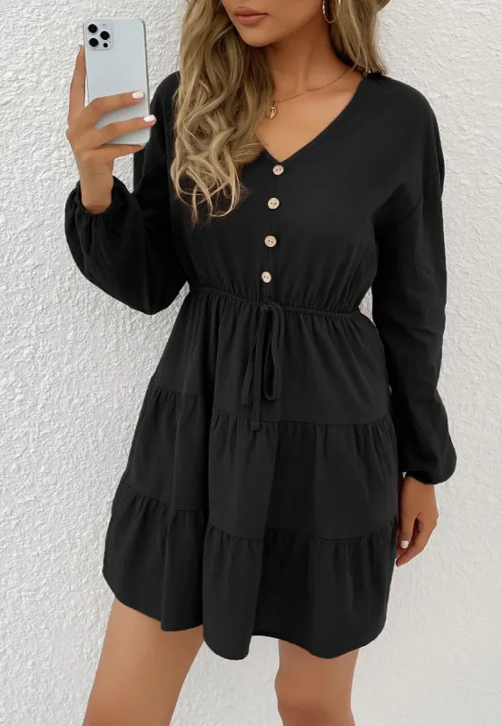 Tie Waist Tiered Dress sold by Anna-Kaci