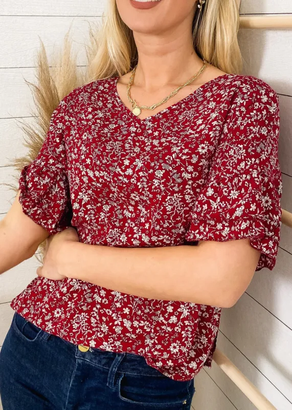 Floral V Neck Summer Blouse made by Anna-Kaci