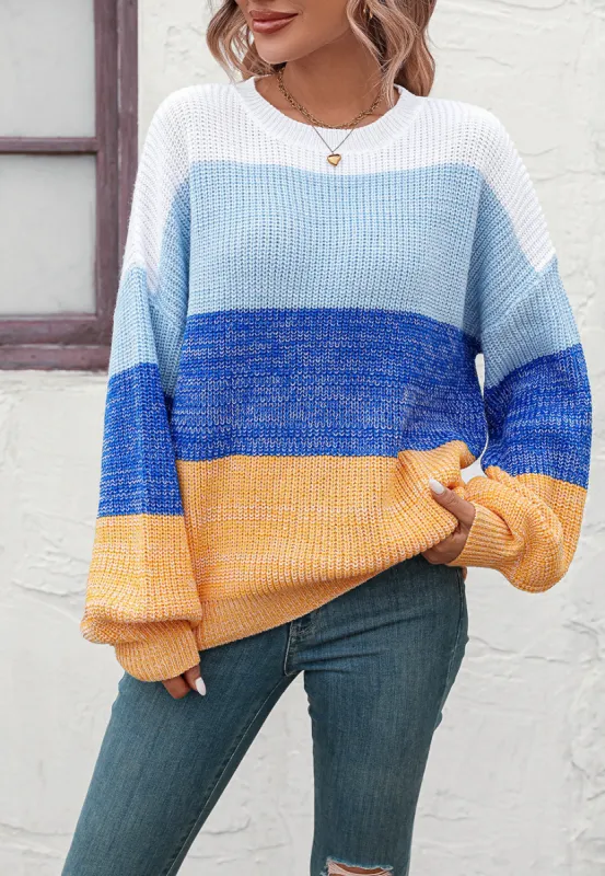 Multi Color Block Knitted Sweater sold by Anna-Kaci