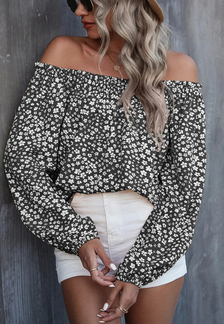 Floral Print Off-Shoulder Spring Top sold by Anna-Kaci