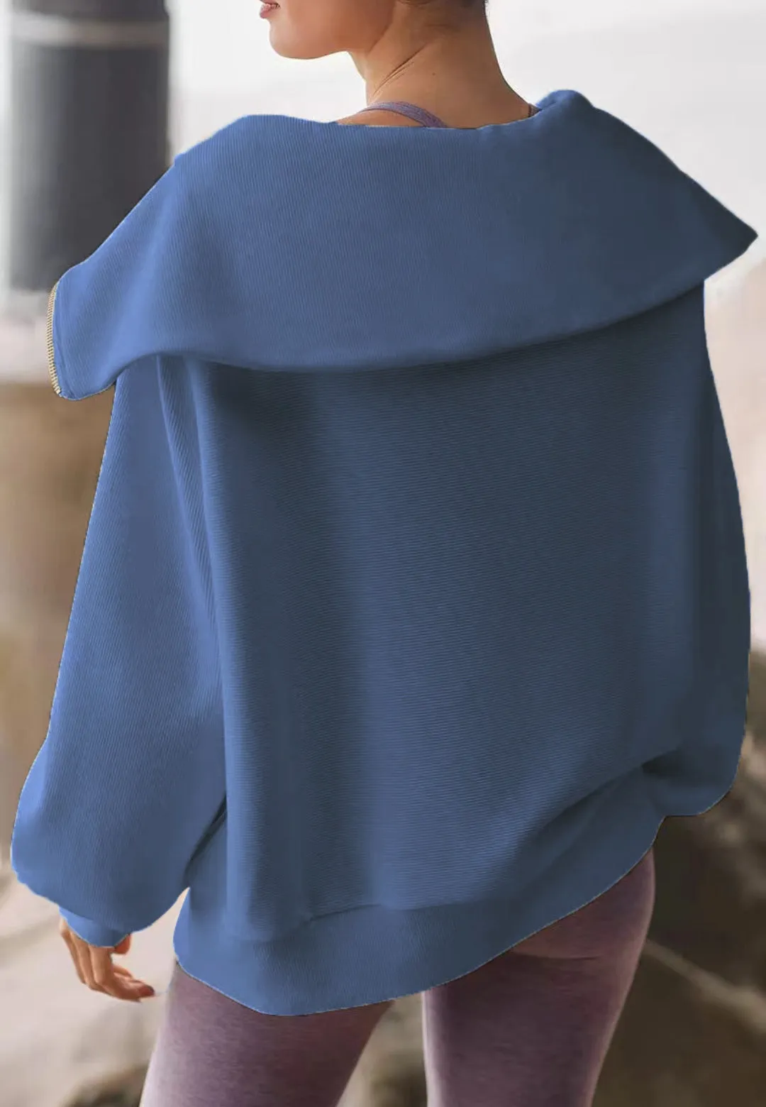 Front Zip Up Jersey Top sold by Anna-Kaci product image thumbnail 4