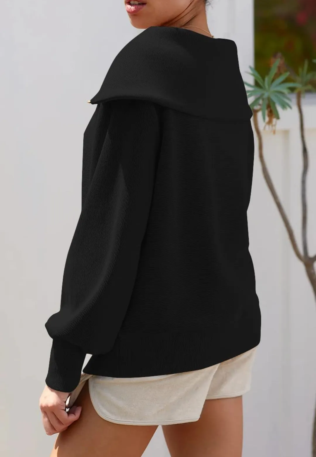 Front Zip Up Jersey Top sold by Anna-Kaci product image thumbnail 2