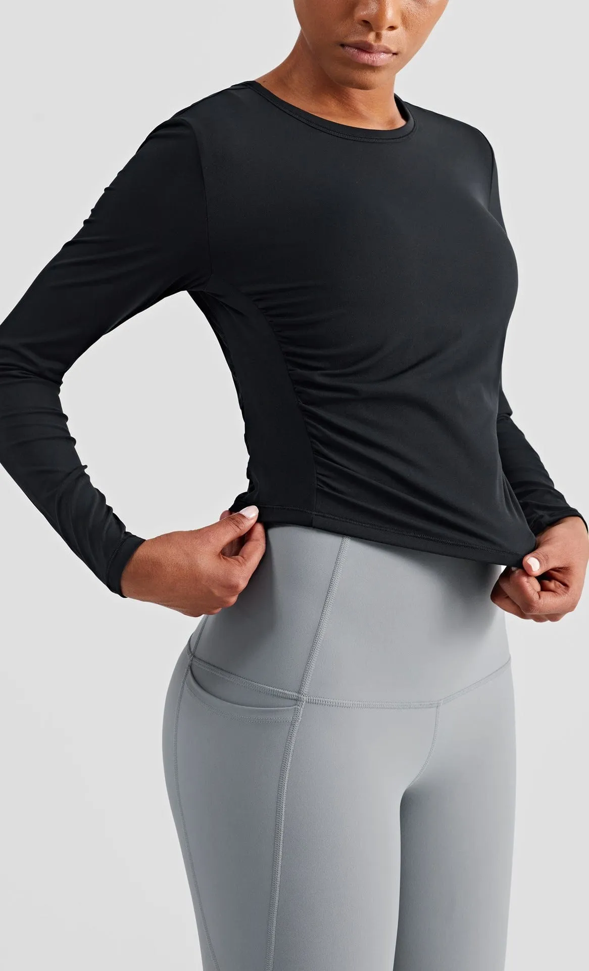 Stretchy Ruched Long Sleeve Active Shirt sold by Anna-Kaci product image thumbnail 3