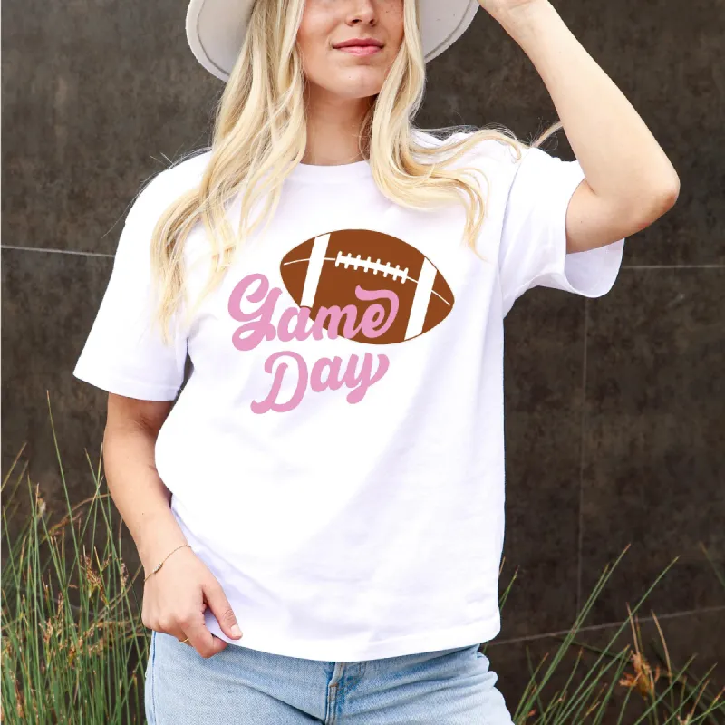 American Football Game Day Tee in Pink sold by Anna-Kaci