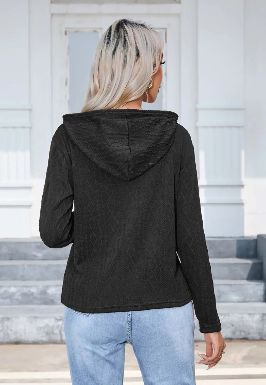 Cable Knit Hooded Sweater sold by Anna-Kaci product image thumbnail 4