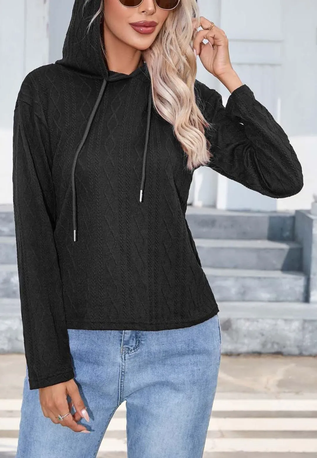 Cable Knit Hooded Sweater sold by Anna-Kaci product image thumbnail 5