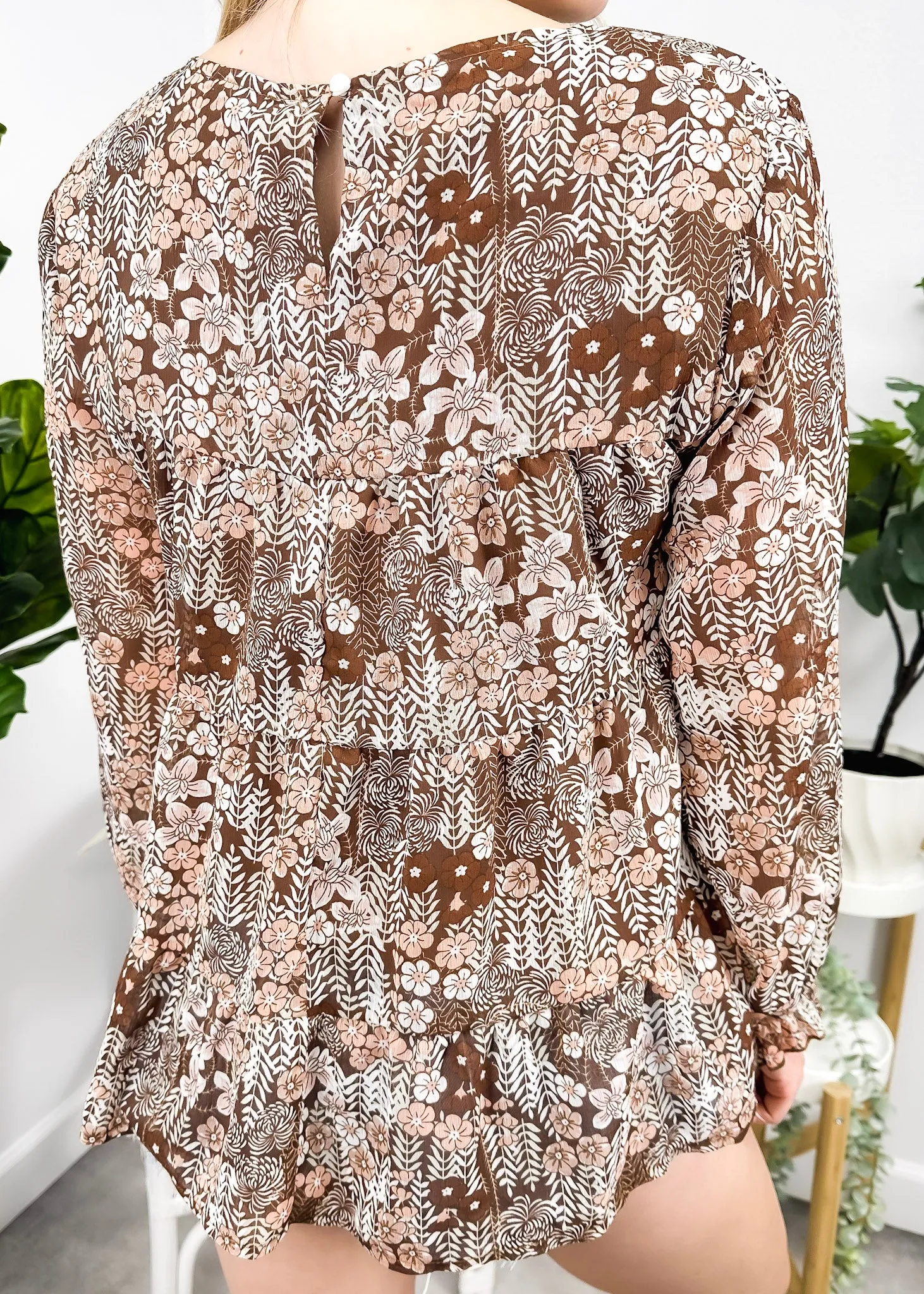 Round Neck Printed Tiered Blouse sold by Anna-Kaci product image thumbnail 3